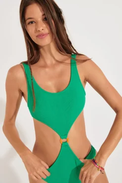 MAILLOT 1 PIECE Vert ROLLING SCRUNCHYMIX