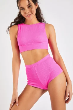 Maillot de bain 2 pièces rose Maleo & Naza Scrunchy