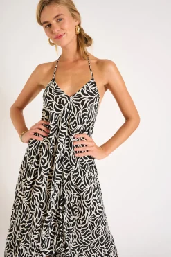 ROBE BEACHWEAR Noir OHARA ZEBRAVOIL