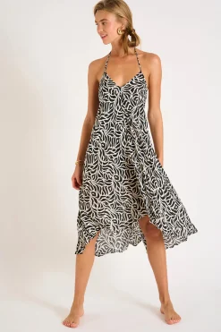 ROBE BEACHWEAR Noir OHARA ZEBRAVOIL