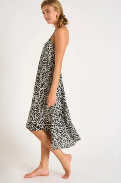 ROBE BEACHWEAR Noir OHARA ZEBRAVOIL